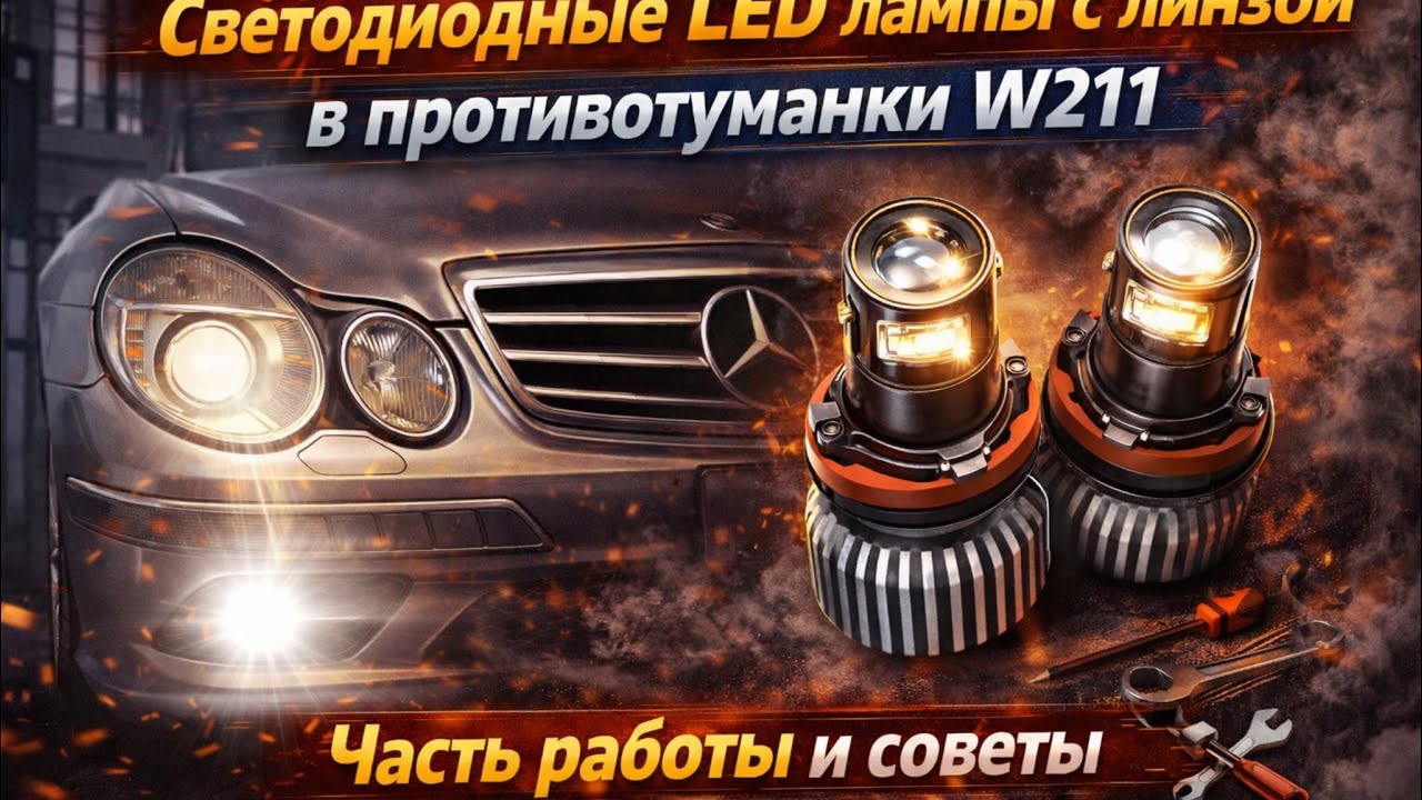 Светодиодные LED лампы с линзой в противотуманки W211