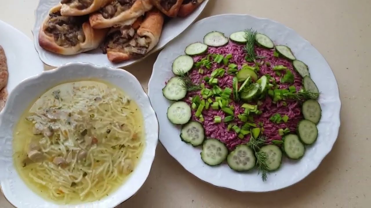 Постный стол.Обед из 4-х блюд за полчаса. С маслом.