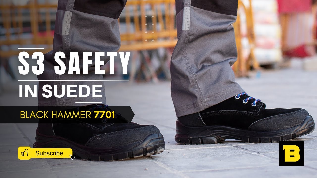Black Hammer Mens Steel Toe Cap Safety Boots S3 SRC Work Shoes Ankle Suede 7701