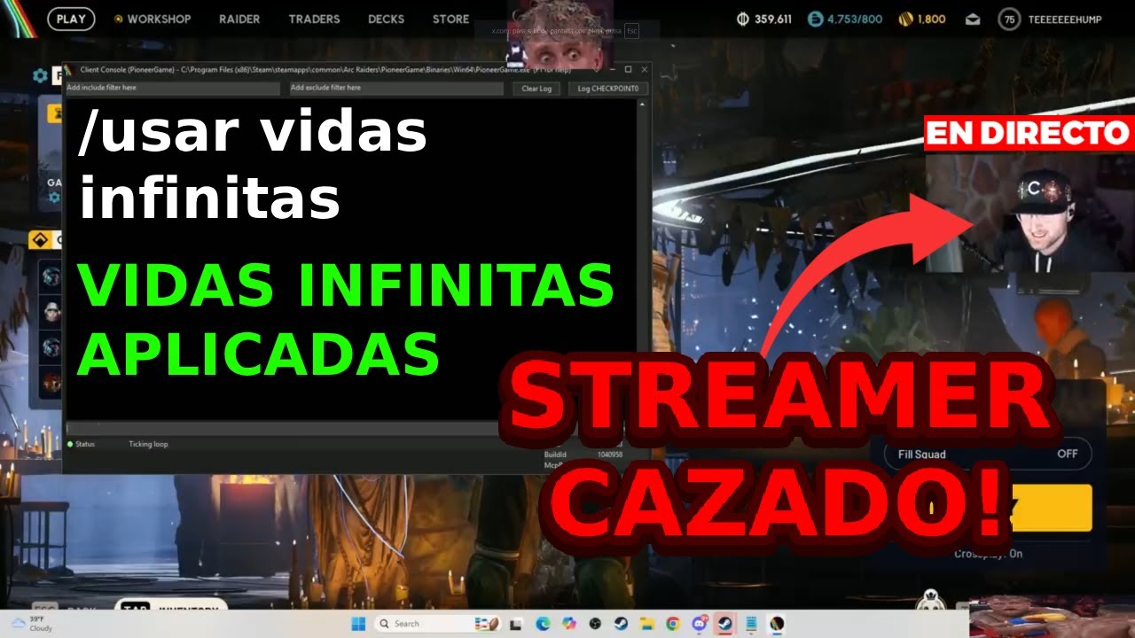ESTE STREAMER USABA VIDAS INFINITAS EN DIRECTO EN ARC RAIDERS&hellip;