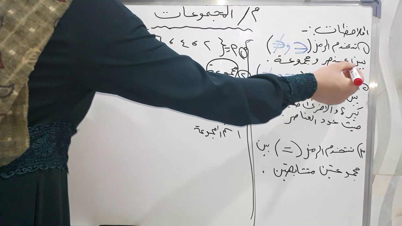 المجموعات وكيفية تطبيق الينتمي ولا ينتمي والجزئي والمساواة بين المجموعات