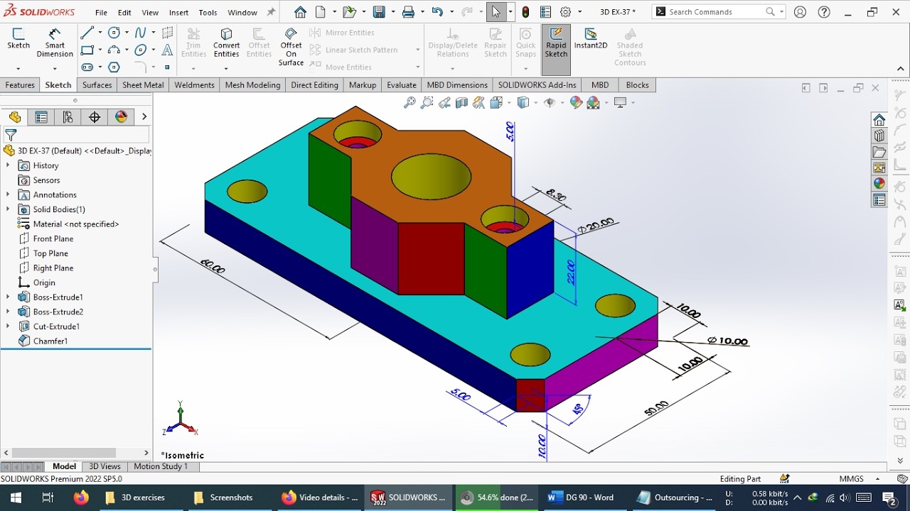Упражнение 037 по SolidWorks 3D