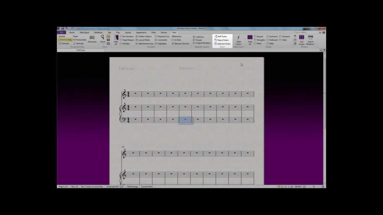 09 Видеокурс Sibelius 7. Урок №9. Нотные станы и такты