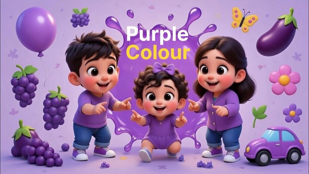 बैंगनी रंग  | Purple Colour for Kids |Hindi rhyme,Learn Colours in Hindi