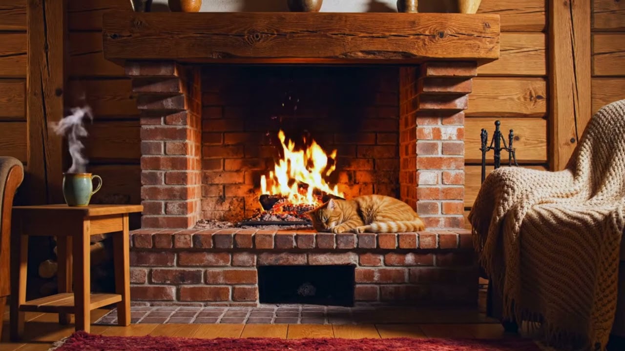 Cozy Cat ASMR Night 🐾 Fireplace Crackling & Soft Purrs for Deep Sleep