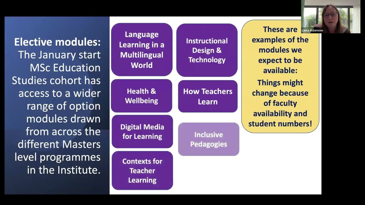 January 26 start Online Webinars - MSc Education Studies