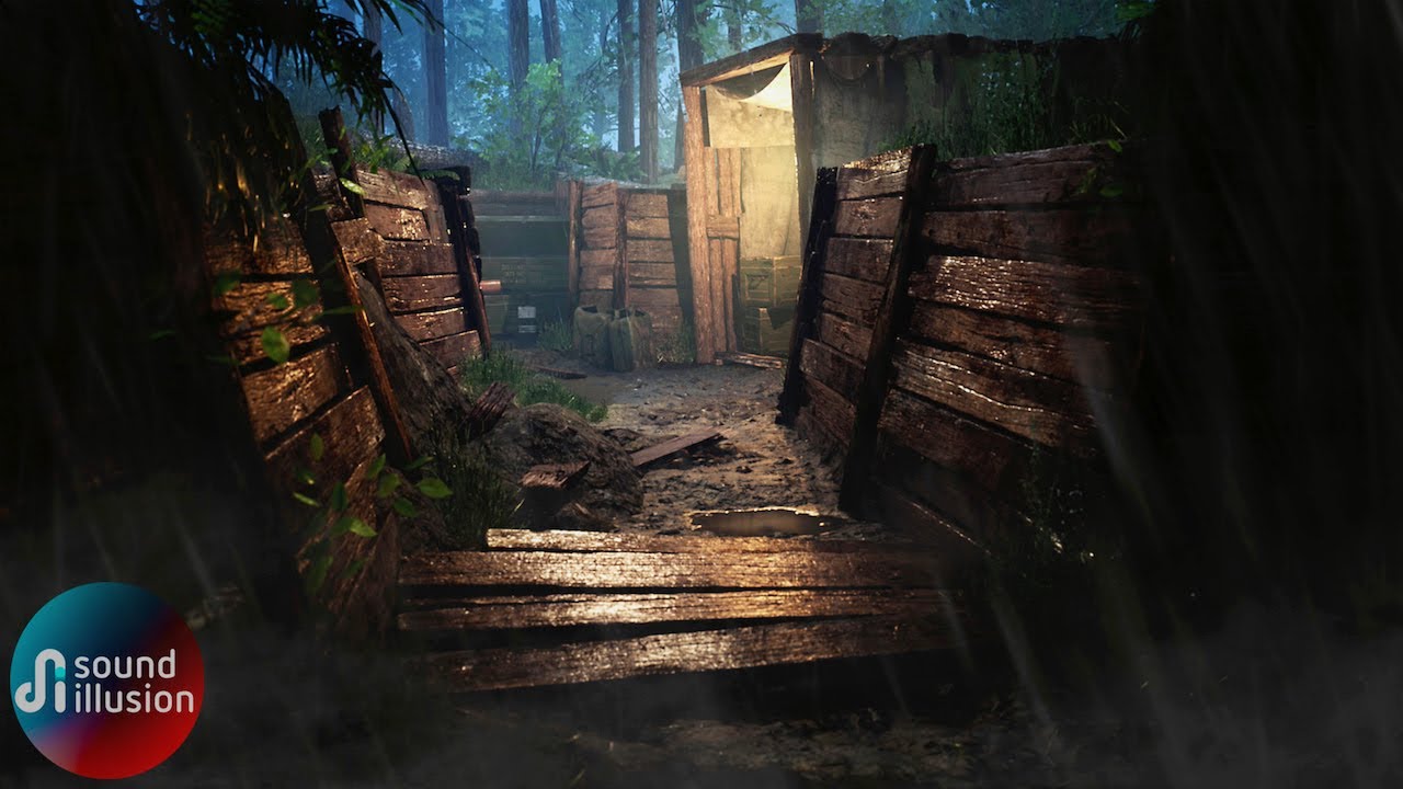 Your Sleeping In The Trenches During A Thunderstorm | WW2 Ambience | Rain
