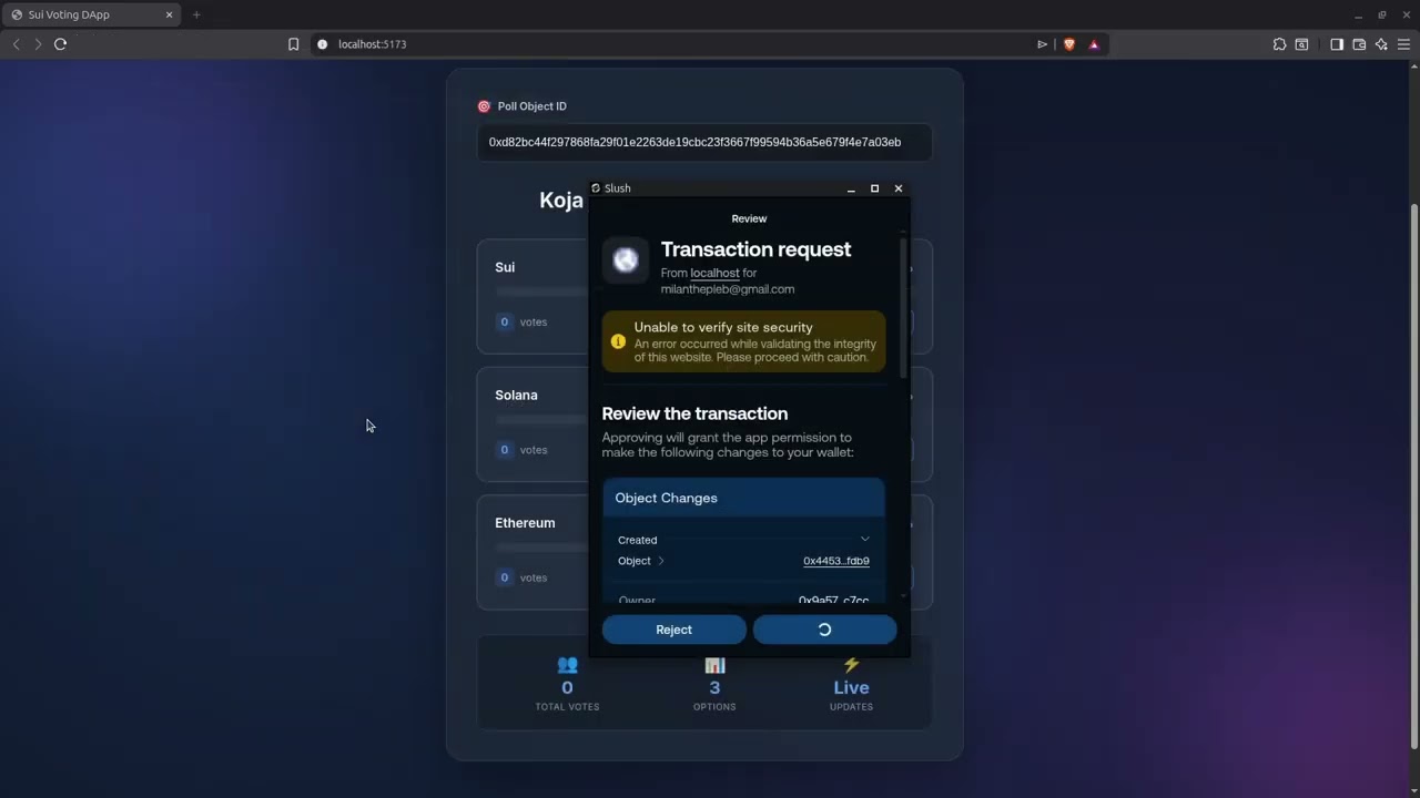 Sui Voting DApp: Gas-less Transactions via Enoki & Dynamic Poll Creation