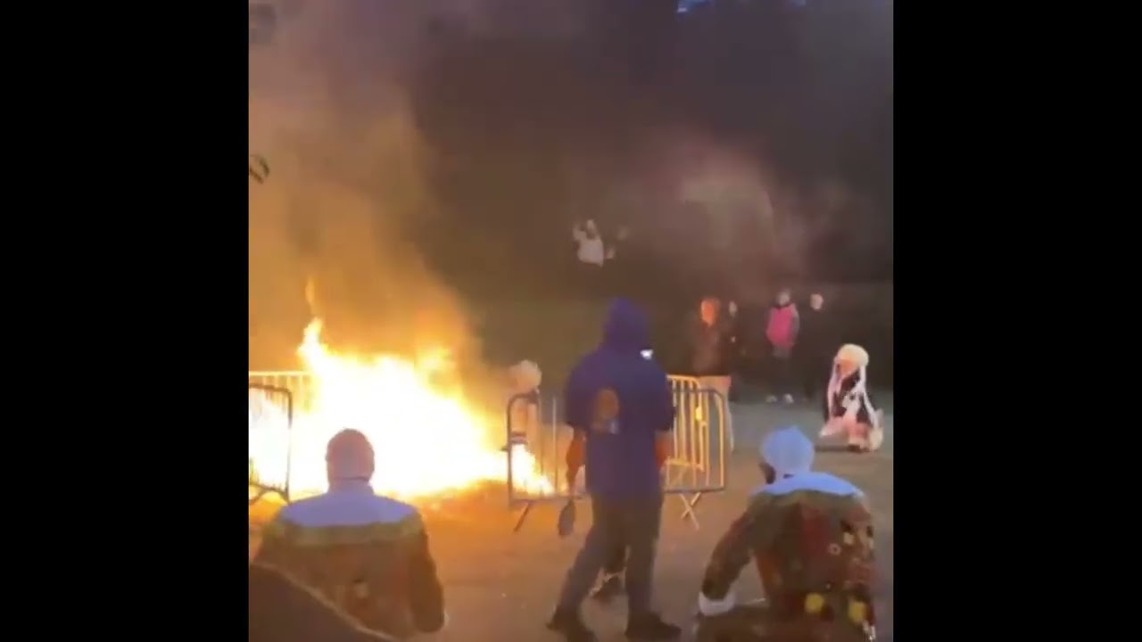 Premier brûlage du Gilles a l’occasion du premier carnaval ce samedi 20 avril 2024 de gosselies
