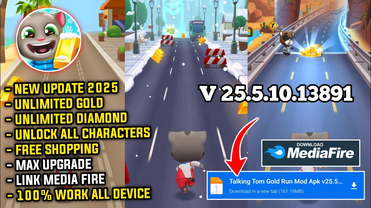 Talking Tom Gold Run Mod Apk Versi Terbaru 2025 - Unlimited Money