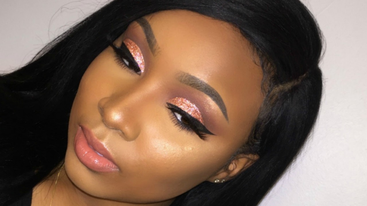 Pink Glitter Cut Crease Makeup Tutorial ft. Too Faced Sweet Peach