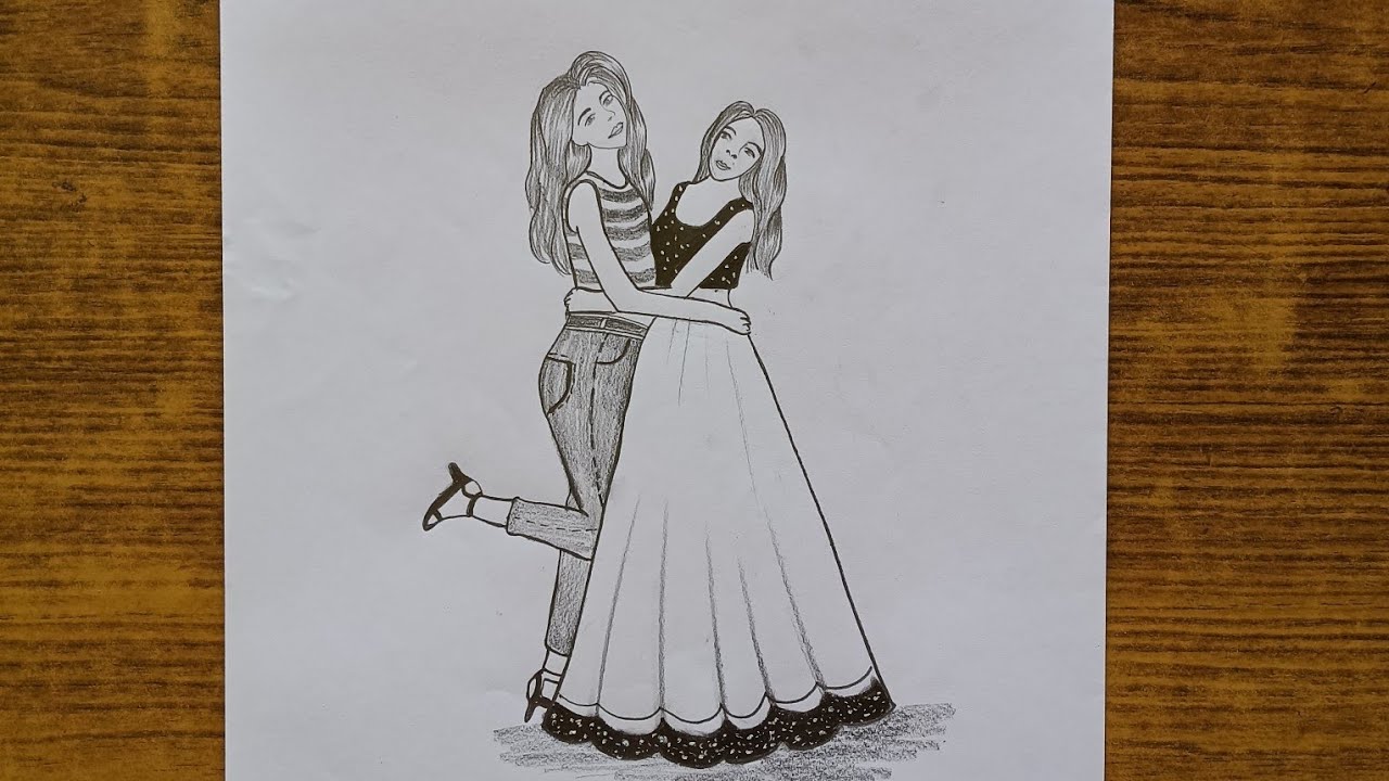 How to draw a pencil drawing of best friends ☺️🤗...//pencil drawing//pencil sketching 😱