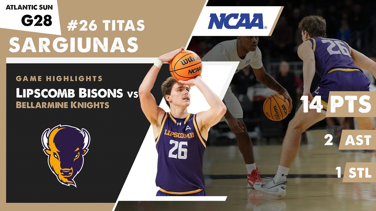 Lithuanian TITAS SARGIUNAS with game WINNING SHOT for Lipscomb Bisons NCAA Basketball