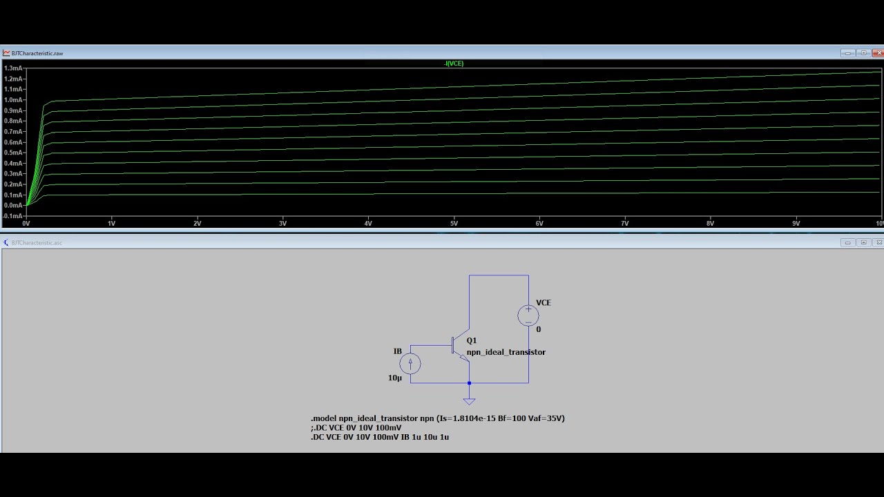 Electronic Basic 1:LTSpice design and simulate BJT transistor Characteristic Ic Vce