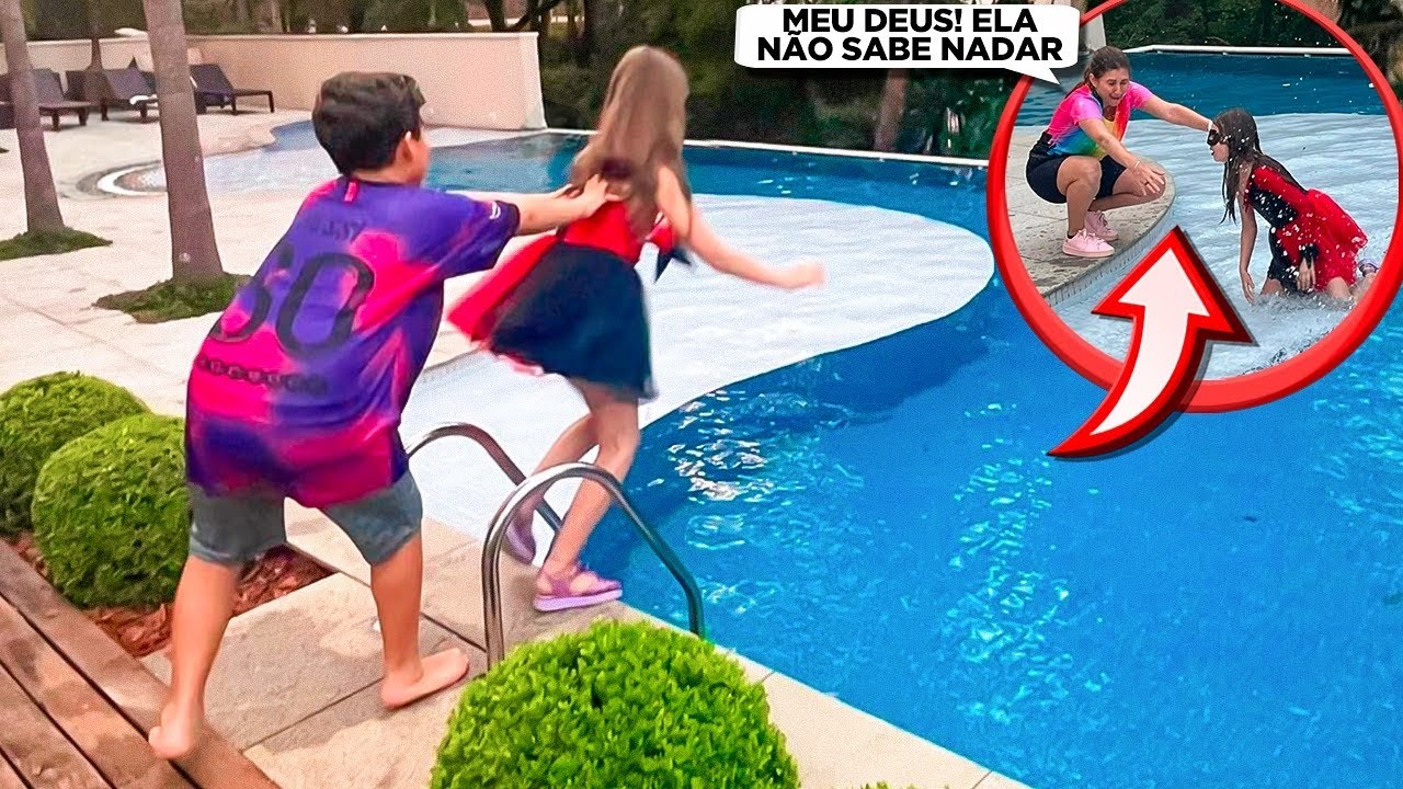 O LUGUINHO JOGOU A MINI HARLEY NA PISCINA E ELA NÃO SABE NADAR