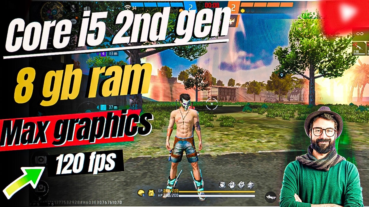 FREE FIRE MAX GRAPHICS      core i5 2nd gen gameplay 8 gb ram 120 fps