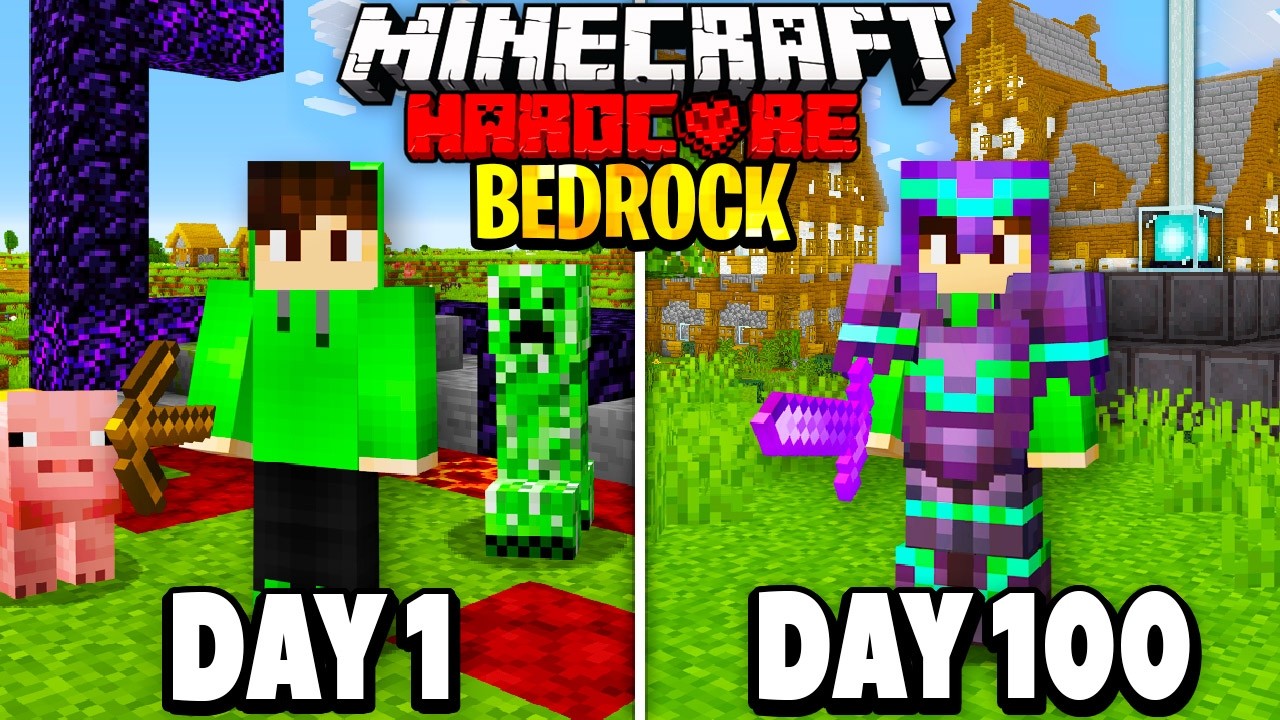 I Survived 100 Days in BEDROCK Minecraft Hardcore!