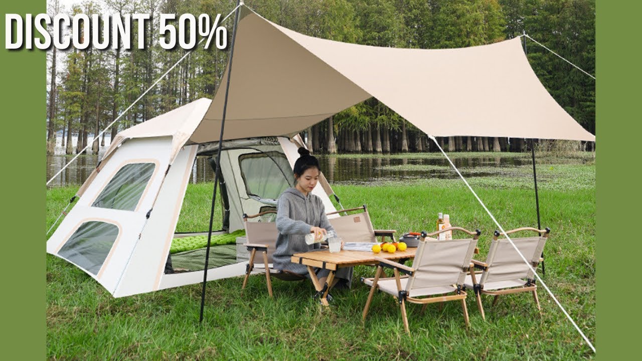 Tent Tarp 2 in 1 Pop Up Tents for Camping Automatic Setup Waterproof 4 6 Person Family Tent