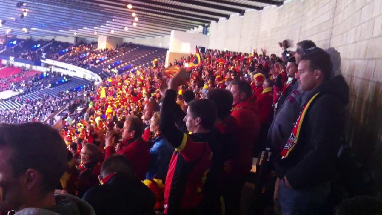 Sfeer voor de wedstrijd Schotland-België