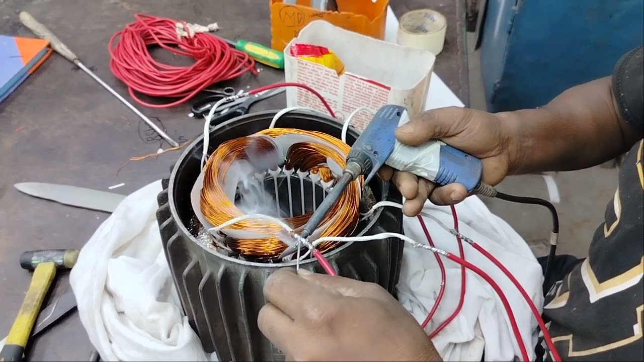 3.7 kw. Motor coil connection soldering. high sprit, Motor&rsquo;s