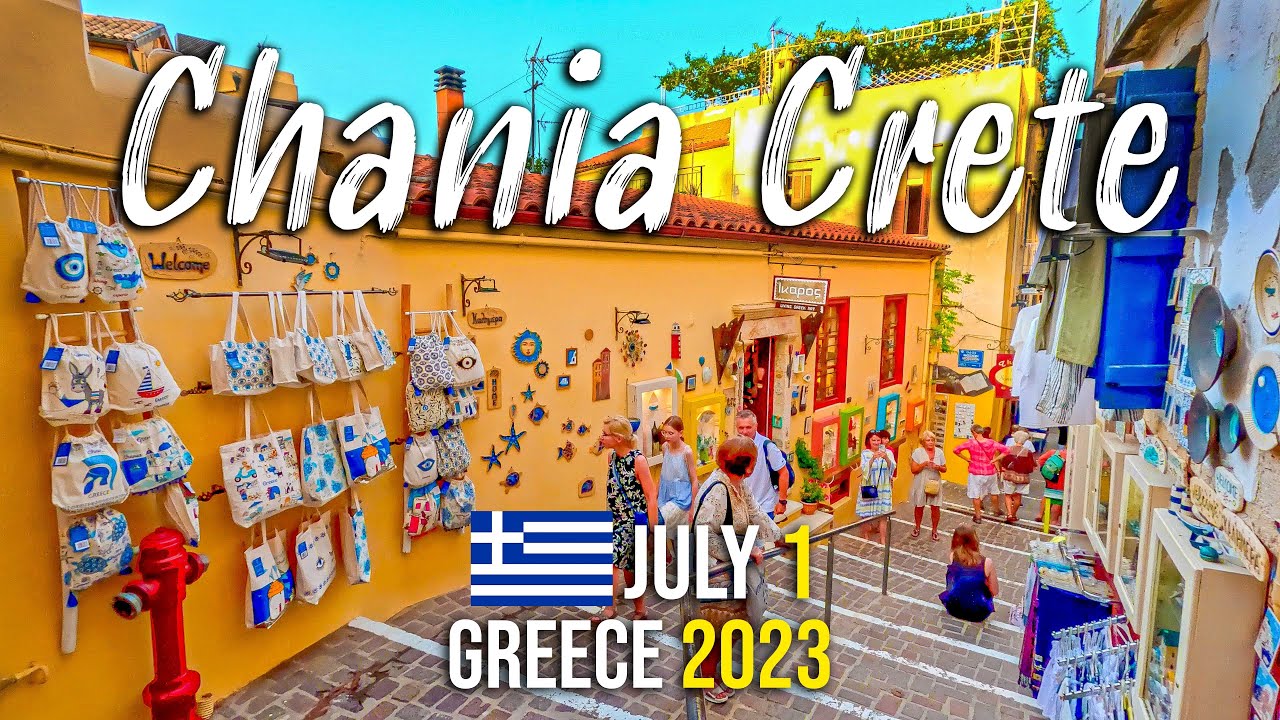 Chania Crete, walking tour 4k, Kreta, Greece 2023