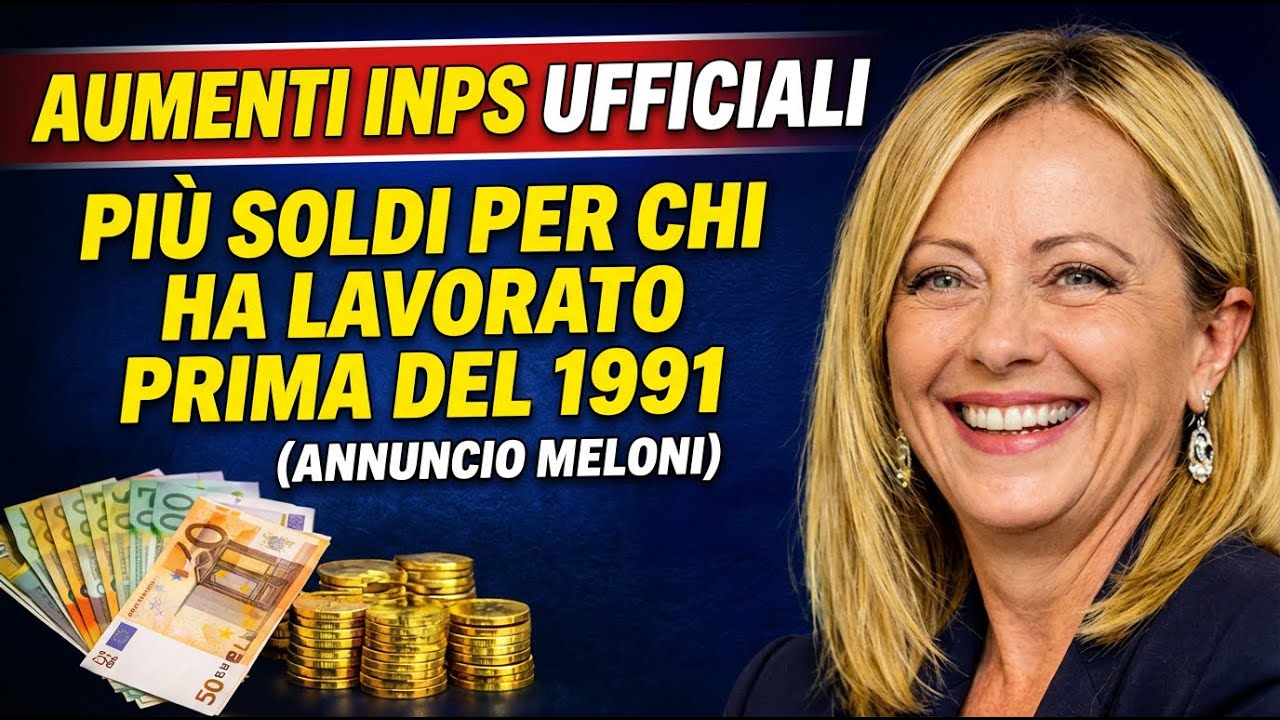 💥 Aumenti INPS UFFICIALI: Più soldi per chi ha lavorato prima del 1991 (annuncio Meloni)