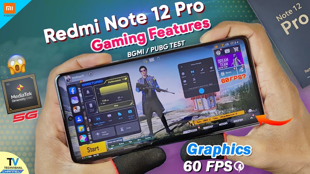 Redmi Note 12 Pro 5g Gaming Features Graphics Bgmi Test, FPS Gyro | Redmi Note 12 Pro Pubg Bgmi Test