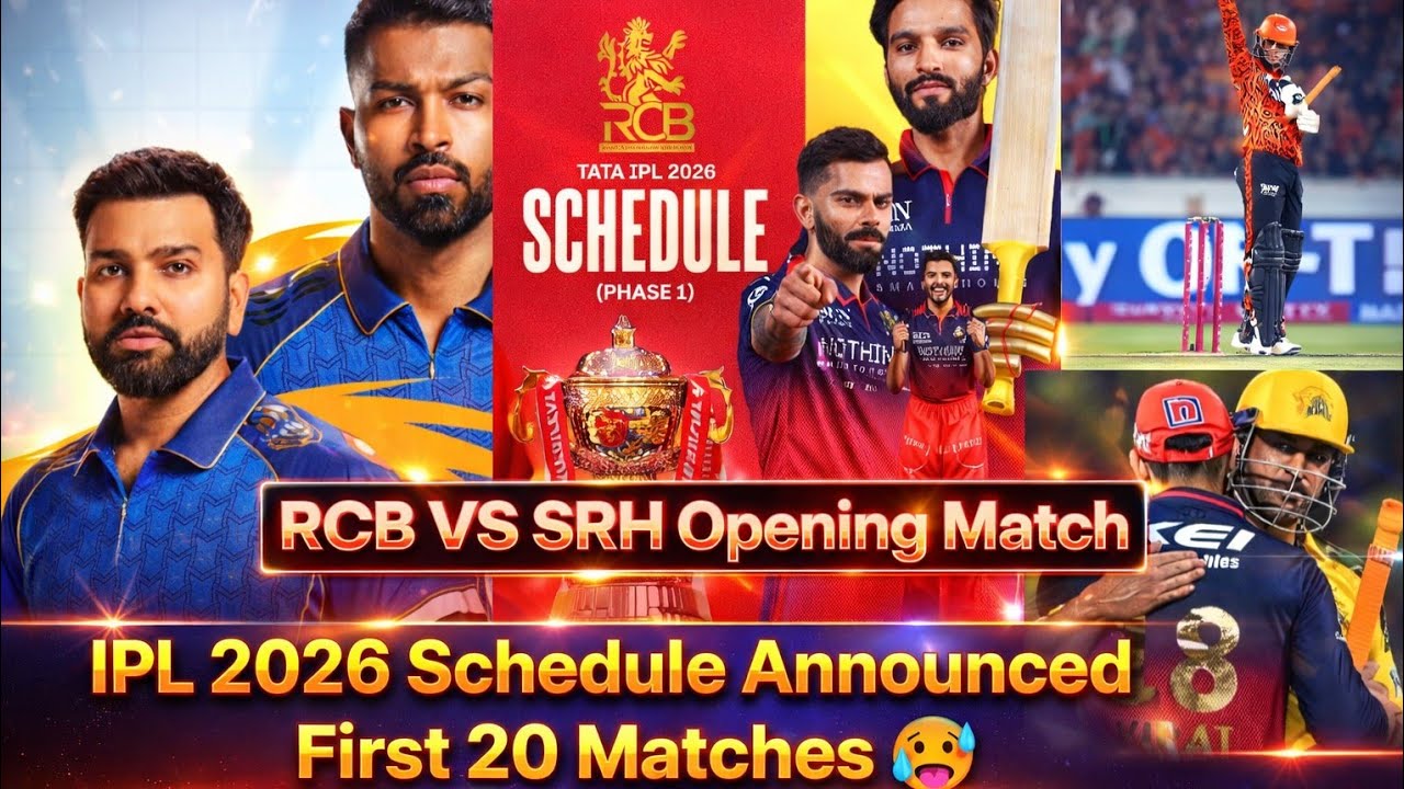 🚨 RCB VS SRH Opening Clash IPL 2026 | IPL First 20 Matches Schedule Announced 🥵