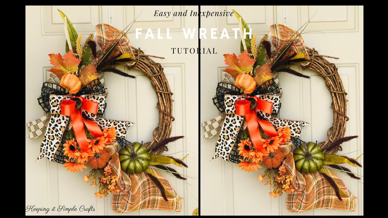 DOLLAR TREE FALL GRAPEVINE WREATH TUTORIAL PLUS LARGE BOW DIY🍂EASY TO MAKE 🍂HIGH END PUMPKIN DECOR