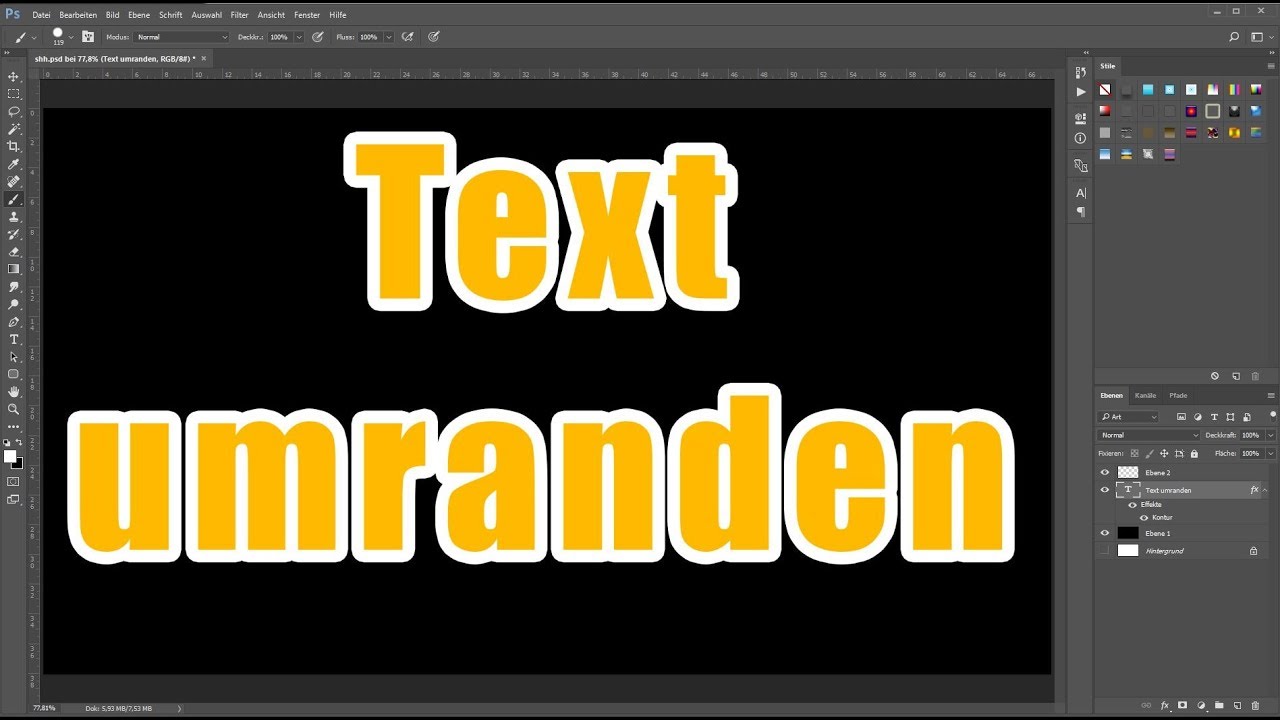 Text umranden in Photoshop |  Kontur Tutorial einfach erklärt
