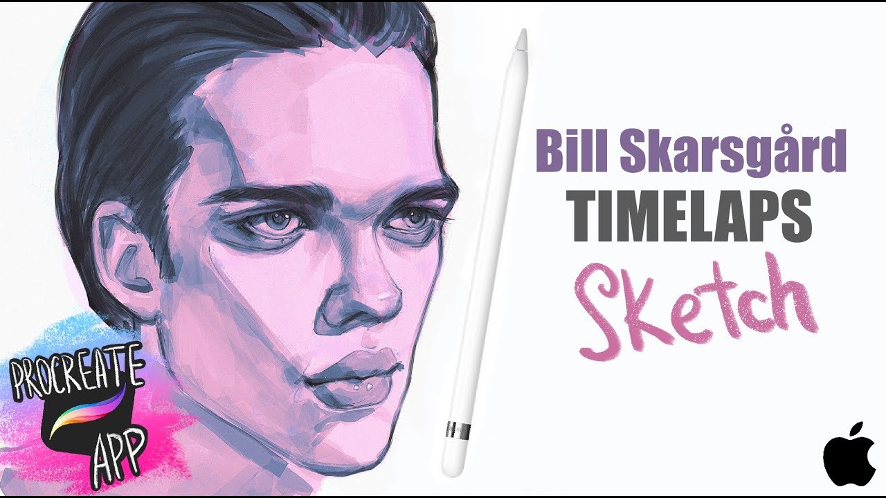 Drawing Bill Skarsgard. Pennywise TIMELAPS. Bluesssatan. IPAD PRO+Procreate.