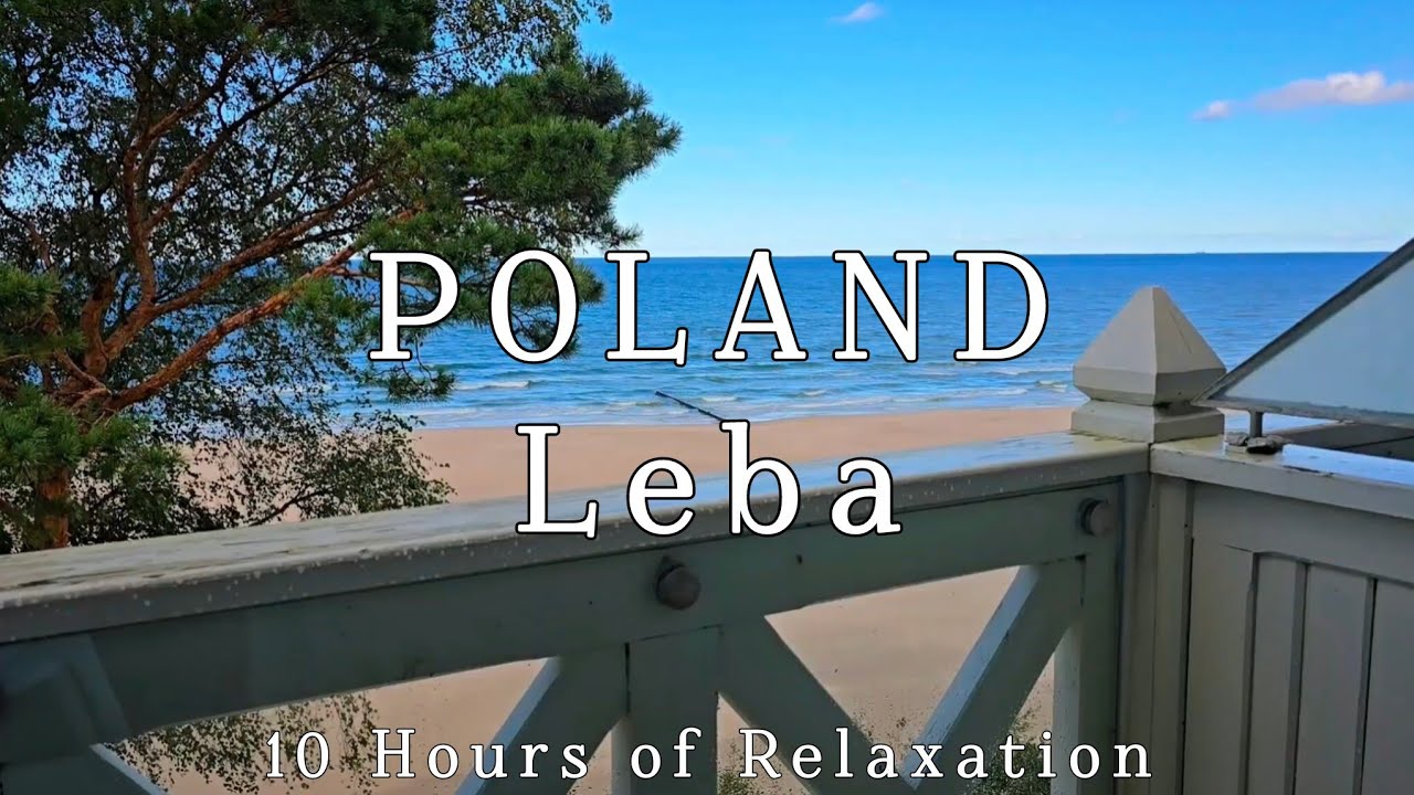 Beautiful  Polish Beach in Leba and the Baltic Sea. Video for relaxation. Wallpaper for TV. 10 hours