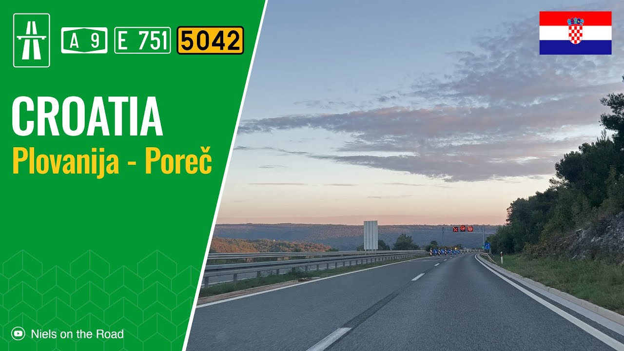 Driving in Croatia: Autocesta A9 E751 & R5042 from Plovanija to Poreč