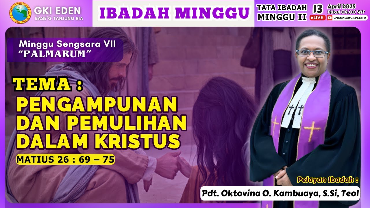IBADAH MINGGU PAGI DAN PENEGUHAN 45 ANGGOTA SIDI BARU | Minggu, 13 April 2025 - 09.00 WIT