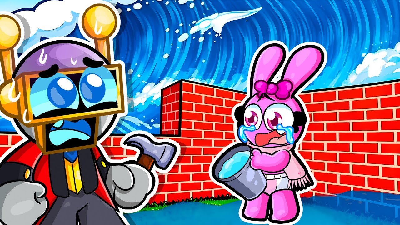 CONSTRUÍ una CASA SEGURA para PROTEGER a BEBÈ PINKI del TSUNAMI en ROBLOX!