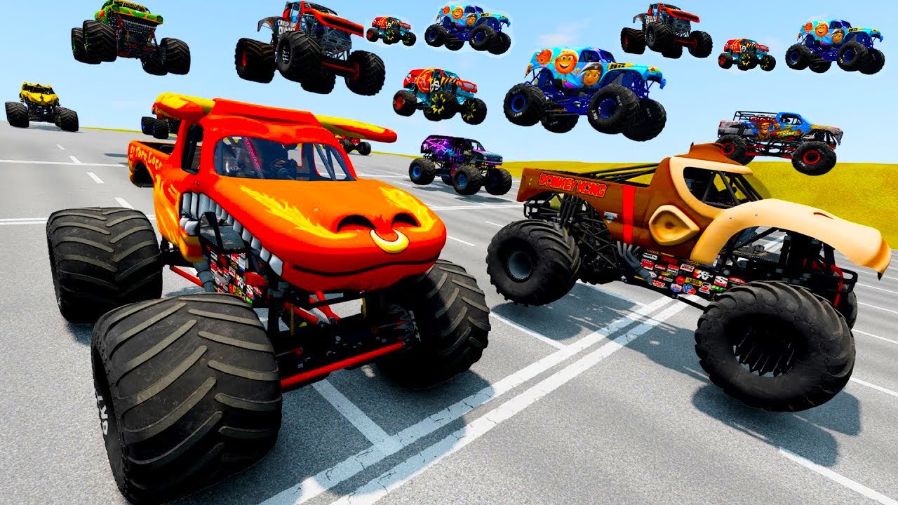 Hot Wheels Monster Jam Crazy Race, El Toro Loco Freestyle Stunts and High Speed Jumps