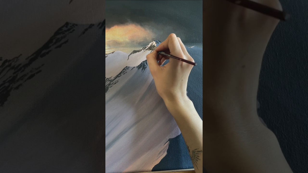 Oil Painting Tutorial - Snowy Mountain Landscape, ARTIST: elleveart