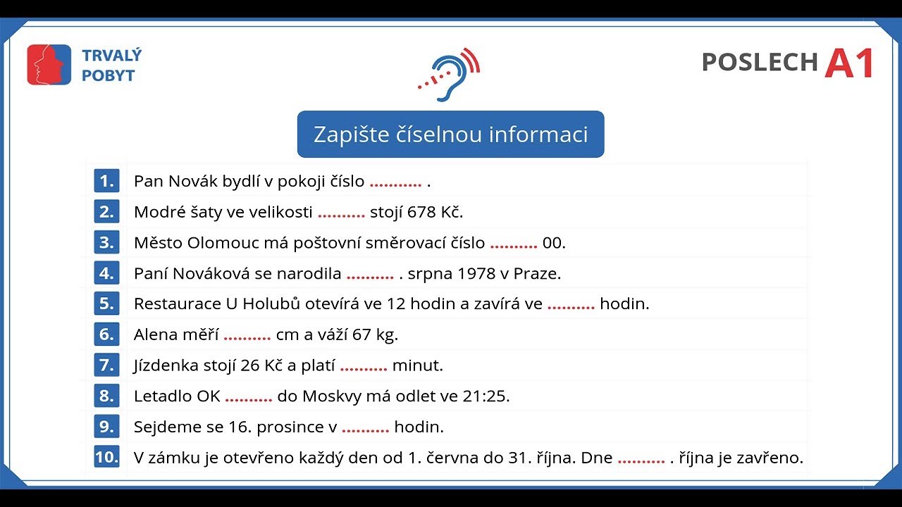 Zapište číselnou informaci