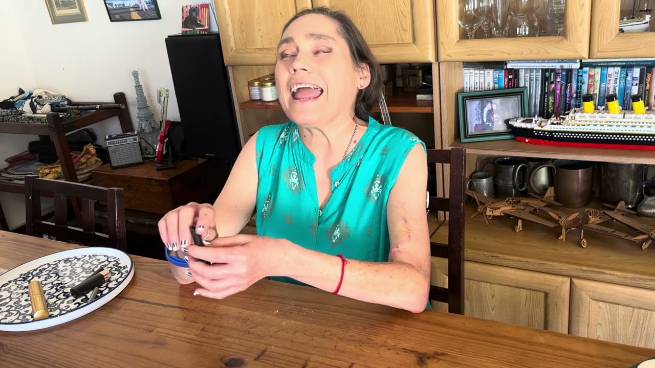 Blind Woman Applying Cosmetics - Step03 Applying Lipstick