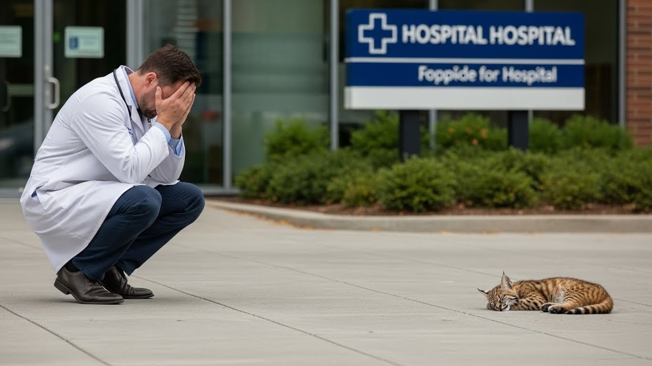Tiny Bobcat Sleeps Outside Hospital Every Night — The Reason Made the Vet Cry!