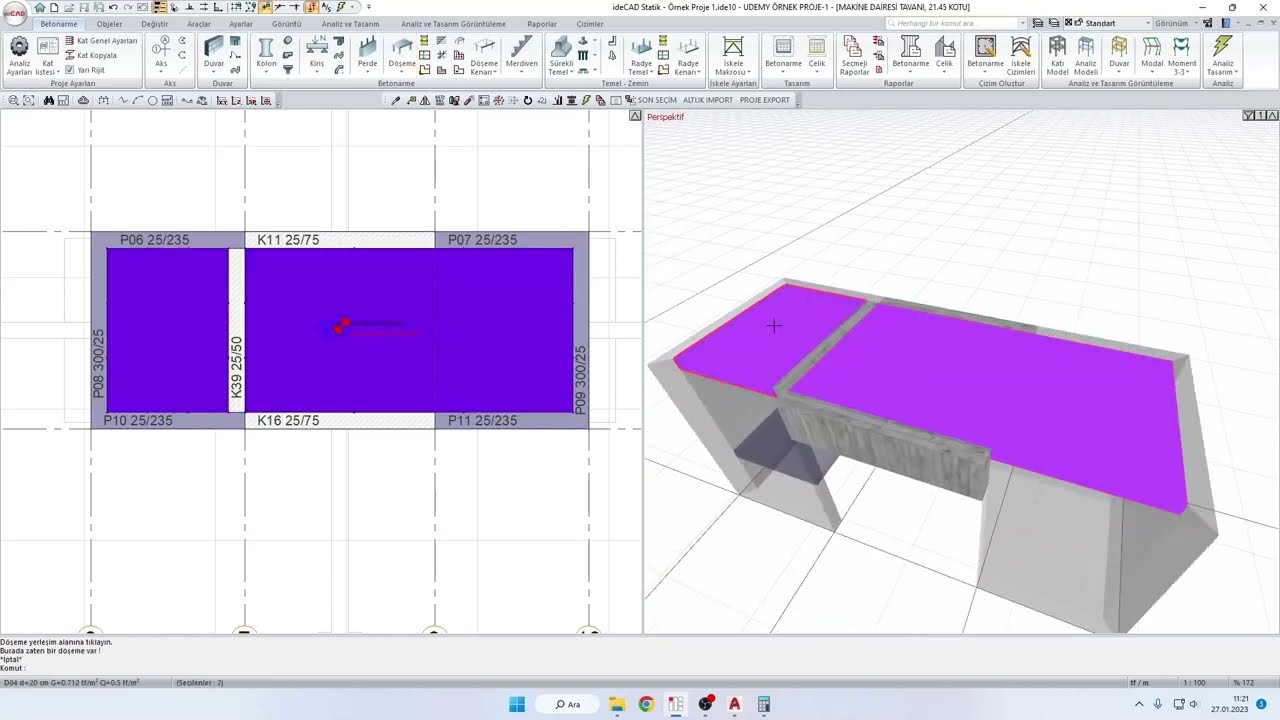 ideCAD Statik Betonarme Asansör Kulesi Modelleme