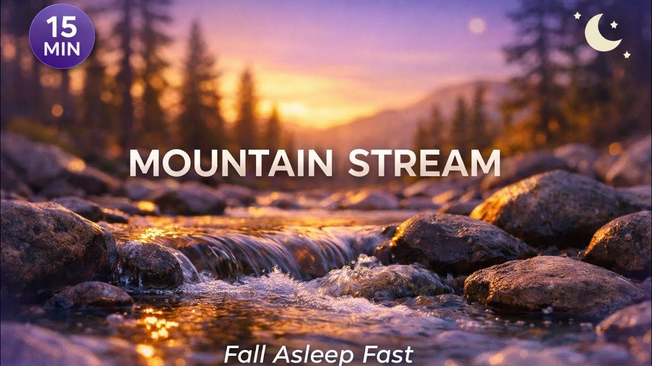 Gentle Mountain Stream for Deep Sleep 💧 Flowing Water Sounds with Guided Sleep Meditation (15 Min)