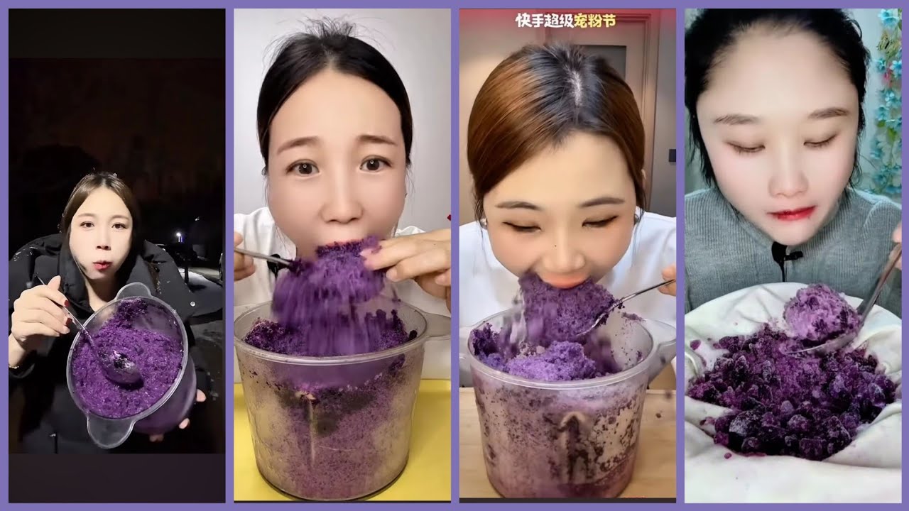 ICE EATING ASMR| PURPLE ICE #iceeating 