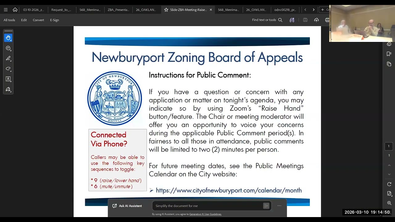 Newburyport Zoning Board of Appeals (3/10/2026)