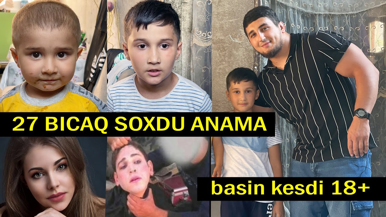 2 OĞLUNUN YANINDA ARVADINA 27 BIÇAQ VURUB BAŞINI KƏSDİ