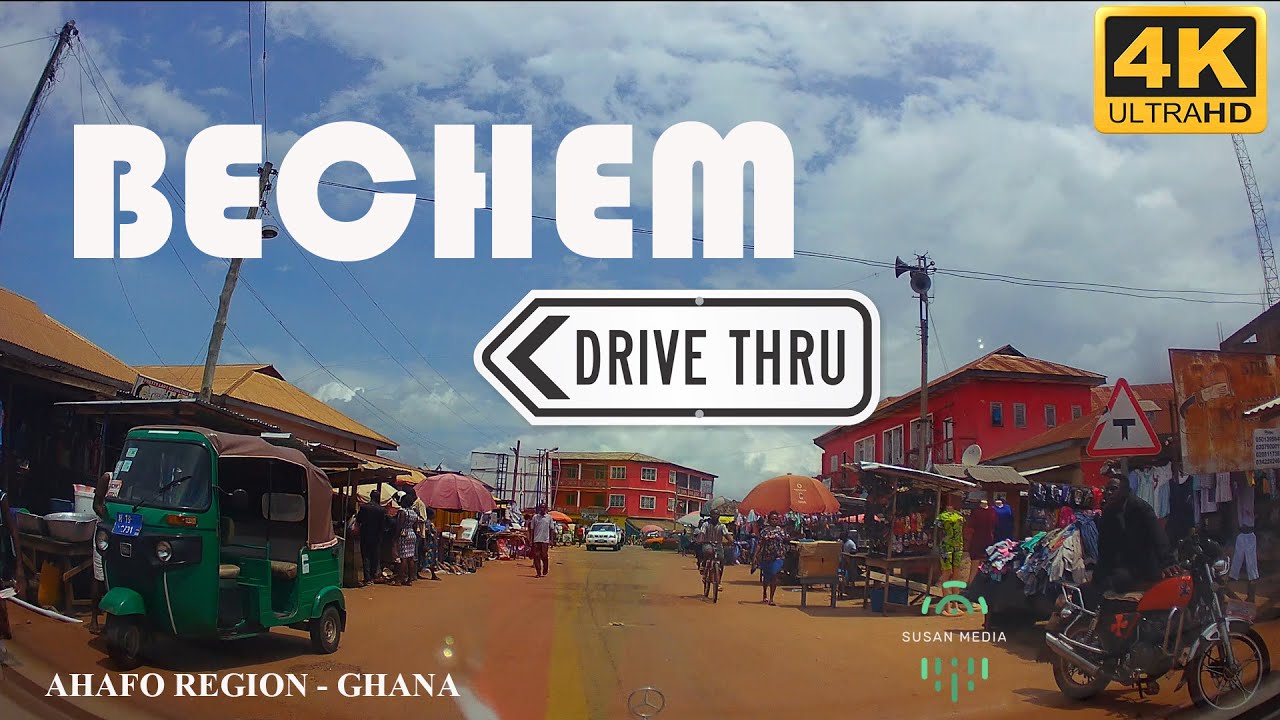 Bechem Drive Tour in the Tano South Ahafo Region of Ghana 4K