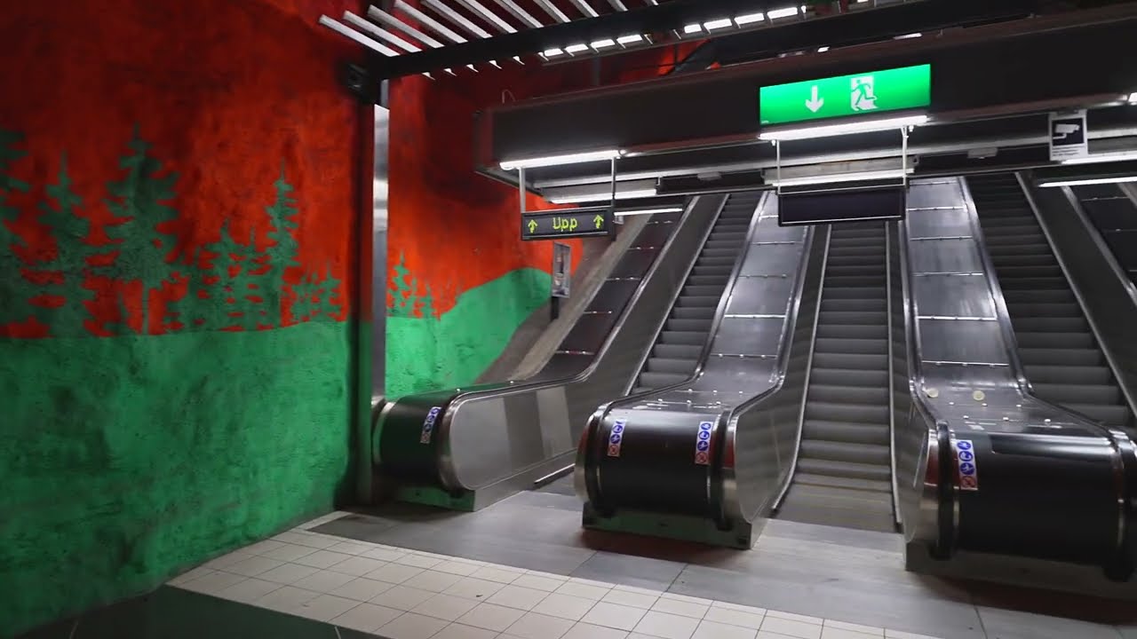 Sweden, Stockholm, 2X subway ride from Huvudsta to Solna centrum