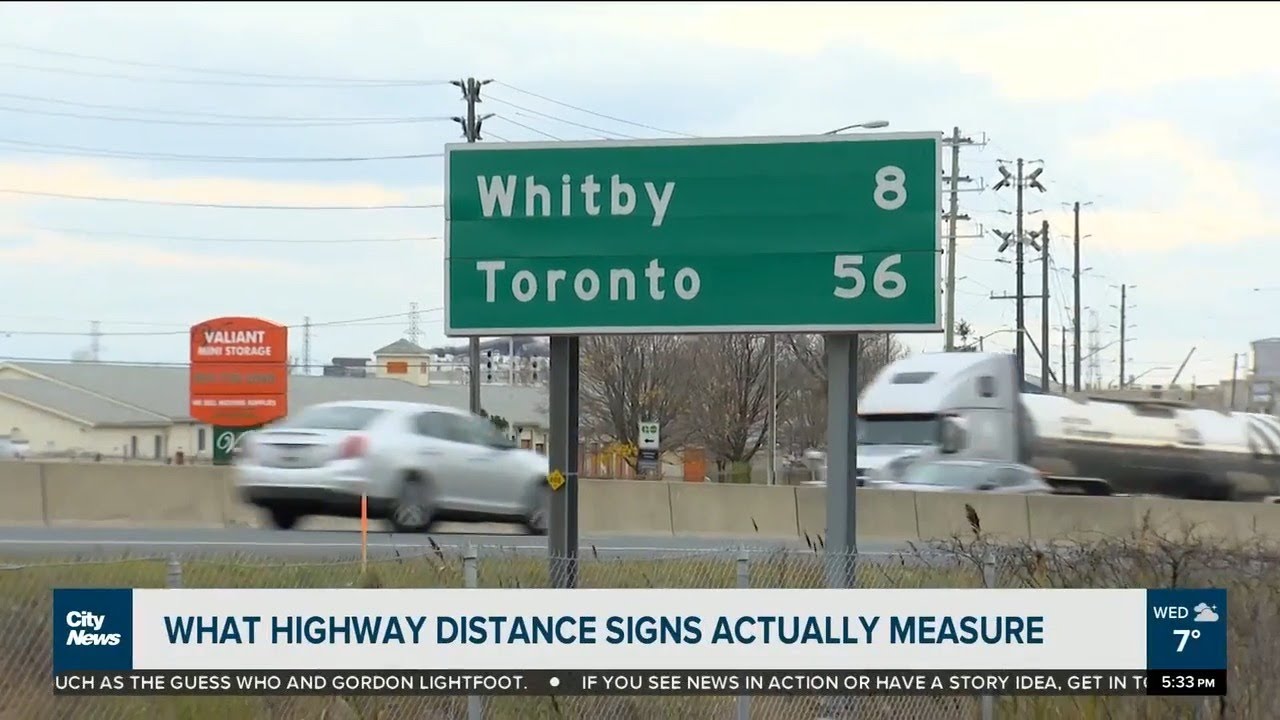 What highway distance signs actually measure