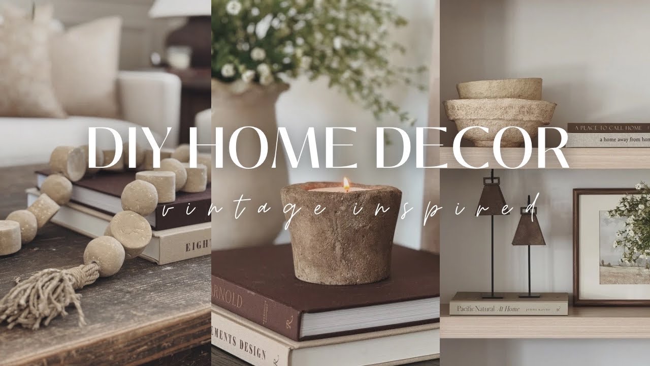 DIY Popular Home Decor || Paper Mache Bowl, Vintage Mortar, Mortar Candle || Easy & Affordable