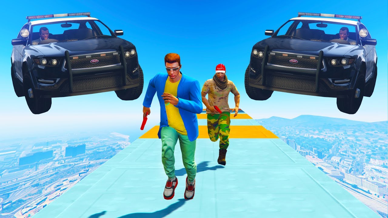 КОПЫ НА МАШИНАХ ПРОТИВ БАНДИТОВ БЕГУНОВ! НАСТОЯЩАЯ ПОГОНЯ! (GTA 5 Смешные моменты)